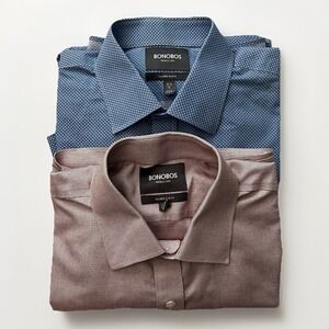 Bonobos Slim Fit Shirt Lot 16 1/2 34 Blue‎ Geometric Purple Button Up Shirts